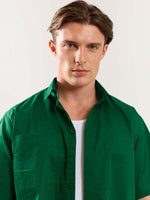 Load image into Gallery viewer, Forest Green Cropped Shirt