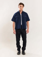 Load image into Gallery viewer, Navy Blue Cropped Shirt