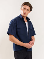 Load image into Gallery viewer, Navy Blue Cropped Shirt