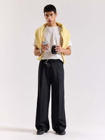 Load image into Gallery viewer, Black Pinstriped Baggy Fit Trousers