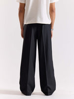 Load image into Gallery viewer, Black Pinstriped Baggy Fit Trousers