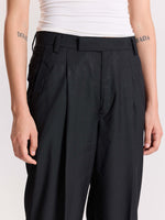 Load image into Gallery viewer, Black Pinstriped Baggy Fit Trousers