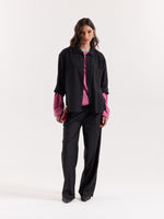 Load image into Gallery viewer, Black Checkered Textured Cropped Shirt