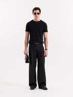 Load image into Gallery viewer, Black Pinstriped Baggy Fit Trousers