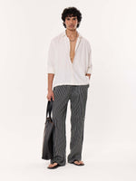 Load image into Gallery viewer, Black Striped Pull-on Pants