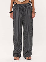 Load image into Gallery viewer, Black Striped Pull-on Pants