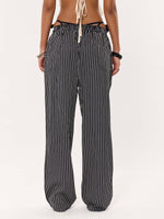 Load image into Gallery viewer, Black Striped Pull-on Pants
