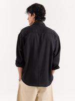 Load image into Gallery viewer, Black Linen Cropped Shirt