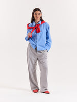 Load image into Gallery viewer, Blue Box Checkered Cropped Shirt