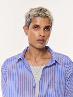 Load image into Gallery viewer, Blue & Black Striped Oversized Cropped Shirt