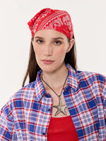 Load image into Gallery viewer, Blue & Red Madras Checkered Oversized Cropped Shirt
