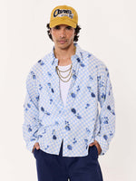 Load image into Gallery viewer, Blueberry Gingham Printed Cropped Shirt