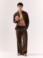 Load image into Gallery viewer, Dark Brown Gauze Holiday Shirt