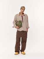 Load image into Gallery viewer, Brown Gingham Oversized Cropped Shirt