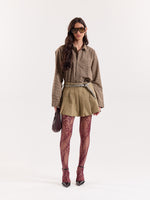 Load image into Gallery viewer, Brown Houndstooth Cropped Shirt