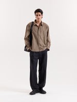 Load image into Gallery viewer, Brown Houndstooth Cropped Shirt