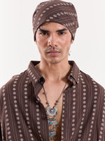 Load image into Gallery viewer, Brown Striped Floral Cropped Shirt