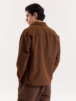 Load image into Gallery viewer, Brown & Black Striped Seersucker Cropped Shirt