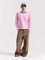 Load image into Gallery viewer, Bubblegum Pink Striped Loose Fit Cropped T-Shirt