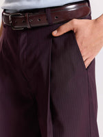 Load image into Gallery viewer, Burgundy Pinstriped Baggy Fit Trousers