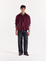 Load image into Gallery viewer, Burgundy Corduroy Oversized Shirt