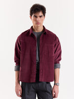 Load image into Gallery viewer, Burgundy Corduroy Oversized Shirt
