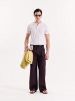 Load image into Gallery viewer, Burgundy Pinstriped Baggy Fit Trousers