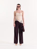 Load image into Gallery viewer, Burgundy Pinstriped Baggy Fit Trousers