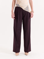 Load image into Gallery viewer, Burgundy Pinstriped Baggy Fit Trousers
