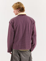 Load image into Gallery viewer, Burgundy & White Striped Loose Fit Cropped T-Shirt