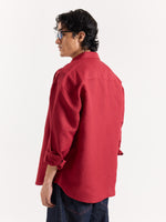 Load image into Gallery viewer, Cherry Red Linen Cropped Shirt
