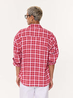 Load image into Gallery viewer, Cherry Red Oversized Cropped Gauze Shirt