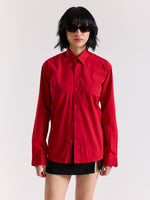 Load image into Gallery viewer, Cherry Red Poplin Shirt
