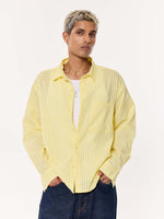 Load image into Gallery viewer, Classic Yellow Checkered Oversized Cropped Shirt