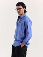 Load image into Gallery viewer, Cobalt Blue Chambray Linen Shirt