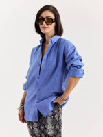 Load image into Gallery viewer, Cobalt Blue Chambray Linen Shirt