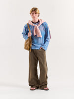 Load image into Gallery viewer, Cobalt & Peach Striped Loose Fit Cropped T-Shirt