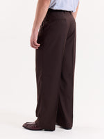 Load image into Gallery viewer, Coffee Brown Pinstriped Baggy Fit Trousers
