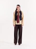 Load image into Gallery viewer, Coffee Brown Pinstriped Baggy Fit Trousers