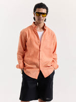 Load image into Gallery viewer, Coral Chambray Linen Shirt