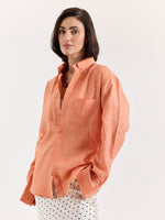 Load image into Gallery viewer, Coral Chambray Linen Shirt