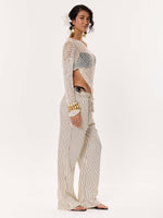 Load image into Gallery viewer, Cream Striped Pull-on Pants