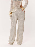 Load image into Gallery viewer, Cream Striped Pull-on Pants