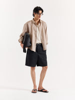 Load image into Gallery viewer, Dark Beige Linen Cropped Shirt