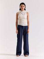 Load image into Gallery viewer, Dark Blue Pinstriped Baggy Fit Trousers