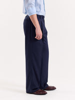 Load image into Gallery viewer, Dark Blue Pinstriped Baggy Fit Trousers