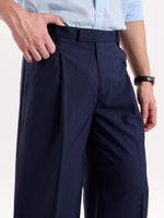 Load image into Gallery viewer, Dark Blue Pinstriped Baggy Fit Trousers