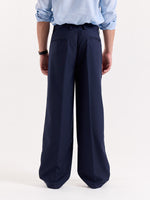 Load image into Gallery viewer, Dark Blue Pinstriped Baggy Fit Trousers