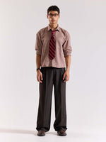 Load image into Gallery viewer, Dark Brown Pinstriped Baggy Fit Trousers