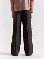 Load image into Gallery viewer, Dark Brown Pinstriped Baggy Fit Trousers
